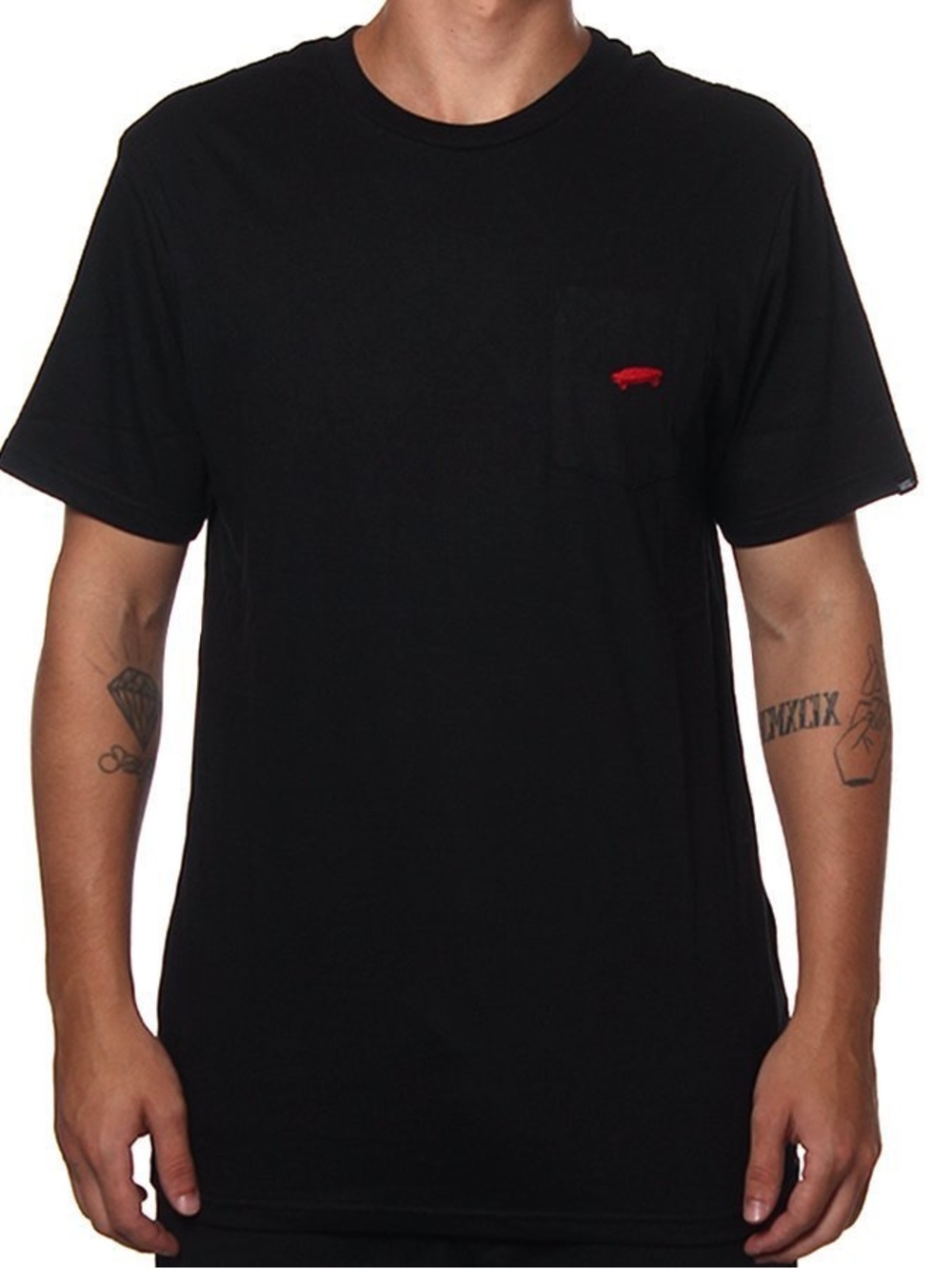 Rare Vans Off The Wall front pocket Embroidered Skateboard t Shirt black